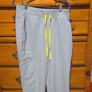 Figs High Waisted Uman Relaxed Jogger Scrub Neon Yellow Drawstrings